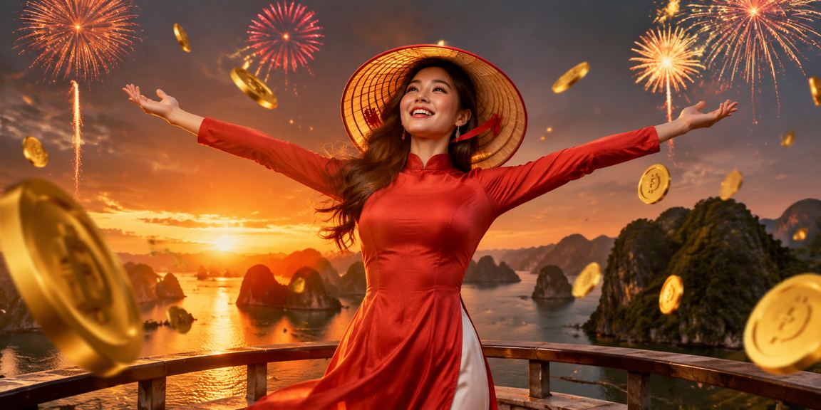 Cảnh Vịnh Hạ Long gắn với không khí cá cược esports và nón lá truyền thống Việt Nam