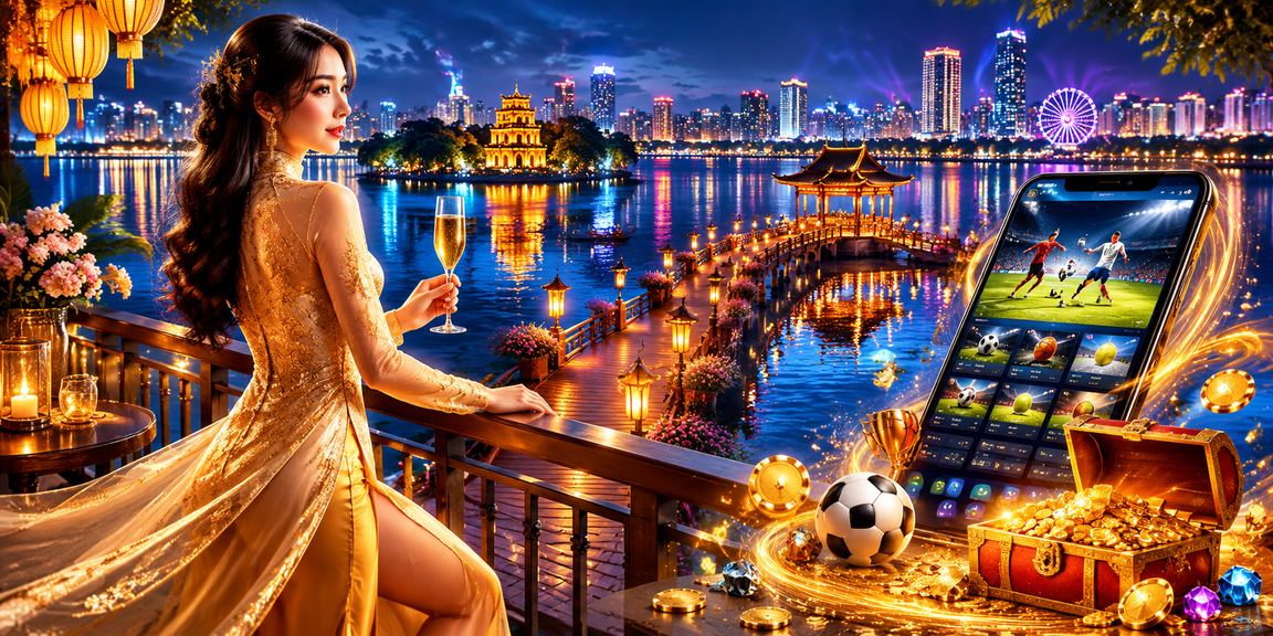Người dùng Hà Nội đặt cược thể thao trực tuyến qua điện thoại với áo dài truyền thống